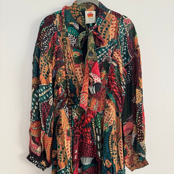 Farm Rio Fauna Mix Multicolor V Neckline Maxi Dress - Picture 4 of 12